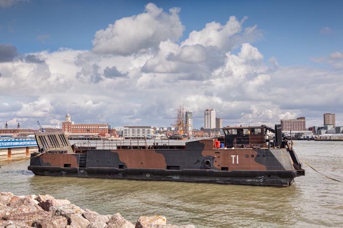 Landing craft at Gosport, Portsmouth Harbour, Hampshire, England.