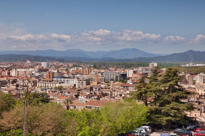 A view over the modern city of Girona, Catalonia, Spain.