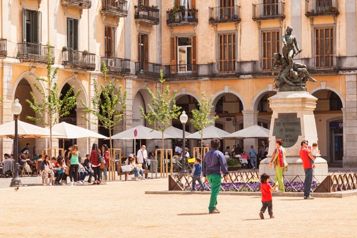 Placa de la Independencia, Girona, Catalonia, Spain.