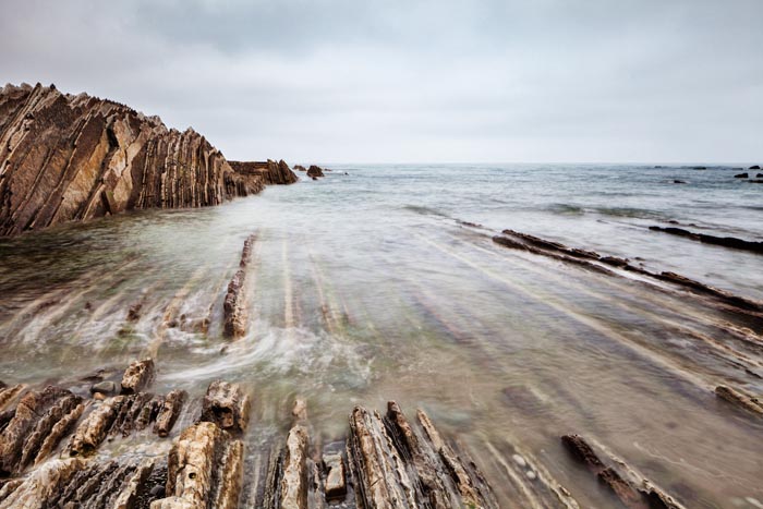 Flysch formation at Itzurun Beach, Basque Country, Spain