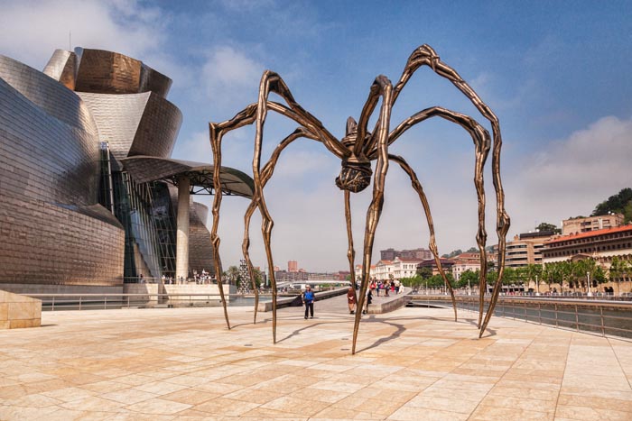 Spider sculpture "Maman" by Louise Bourgeoius at the Guggenheim Museum, Bilbao, Basque Country, Spain.