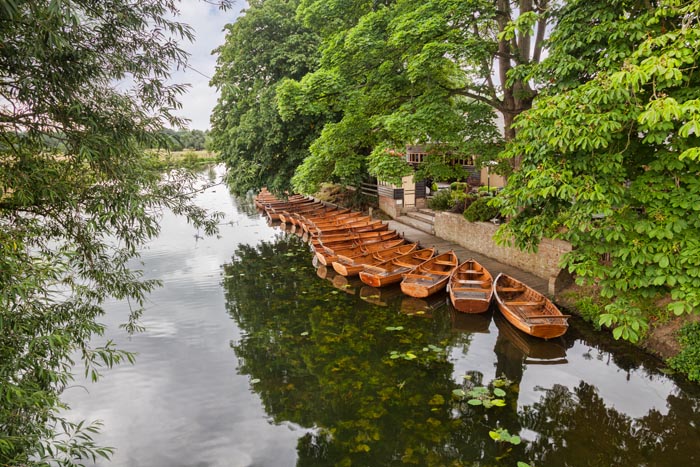 Boats on the River Stour at Dedham, Essex, England, in Constable Country.
