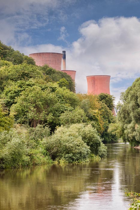 Ironbridge Power Station and the River Severn, Ironbridge, Shropshire, England
