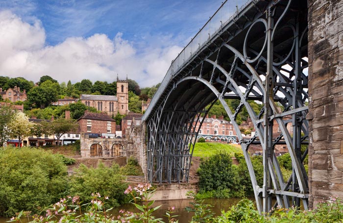 Abraham Darby's Iron Bridge, crossing the Severn Gorge at Ironbridge, Shropshire, England
