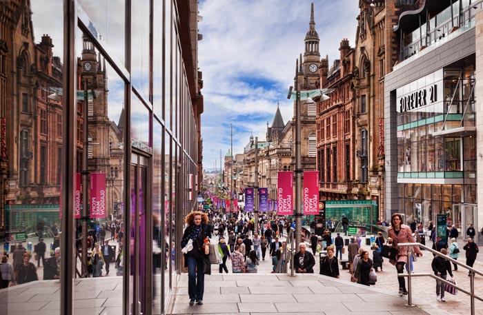 Shopping in Buchanan Street, Glasgow, Scotland, UK.