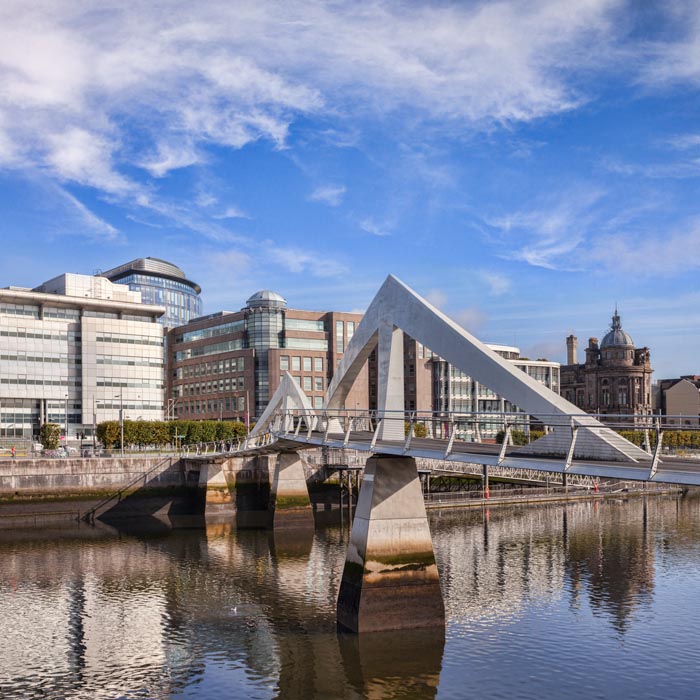 Tradeston Bridge and the River Clyde, Glasgow, Scotland, UK.