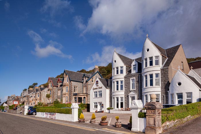 Hotels and guest houses, on the promenade at Oban, Argyll and Bute, Scotland, UK,
