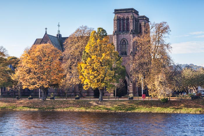 Autumn, St Andrews Cathedral, Inverness, Highland, Scotland, UK