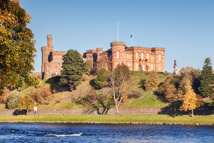 Autumn, Inverness Castle, which houses the Inverness Sherriff Court, Inverness, Highland, Scotland, UK