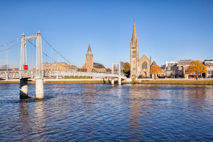 Greig Street Bridge across the River Ness in Inverness, Highland, Scotland, UK.