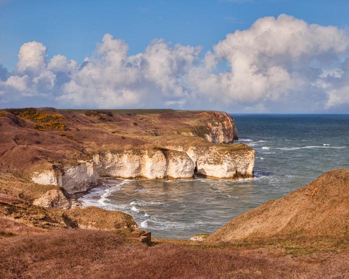 Flamborough Head as seen from the Public Footpath, East Yorkshire, England UK