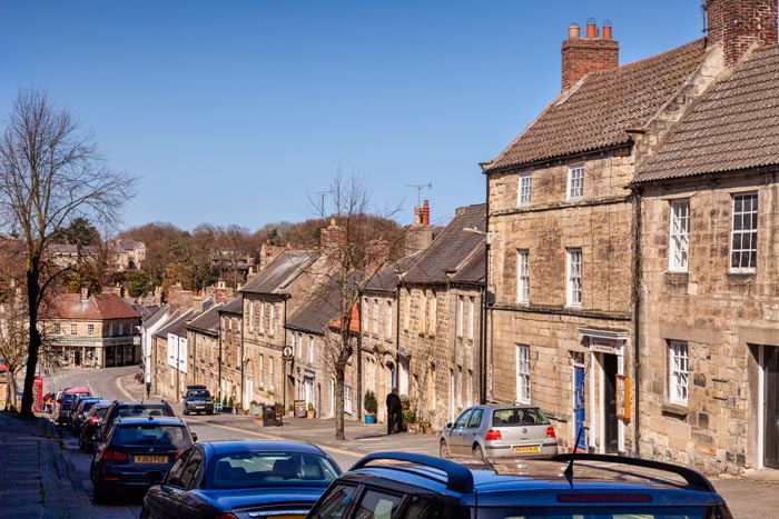 Warkworth High Street, Northumberland, England, UK