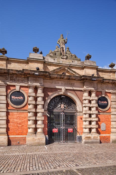 Entrance to the old Fish Market, Newcastle upon Tyne, Tyne and Wear, England, UK.