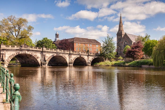 The English Bridge on the River Severn, Shrewsbury, Shropshire, England, UK