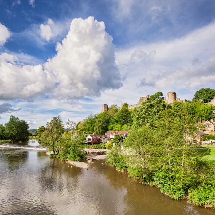 Ludlow Castle and the River Teme, Shropshire, England, UK