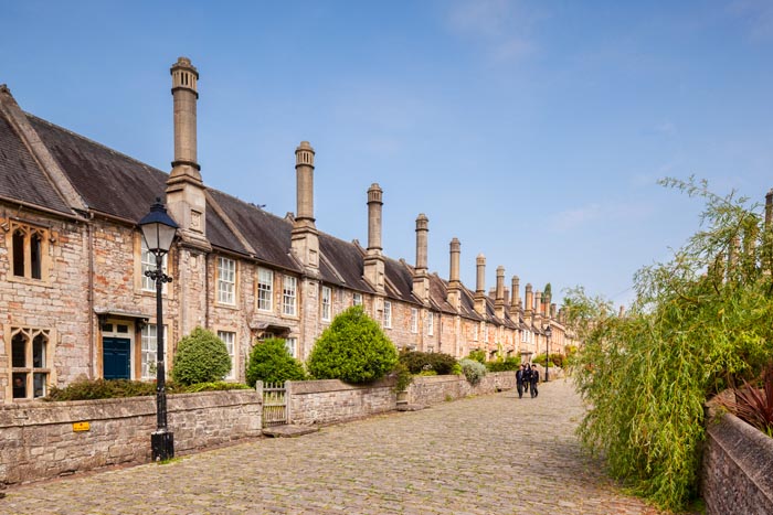 The oldest residential street, with original buildings surviving, in Europe, Vicar's Close, Wells. Somerset, England, UK