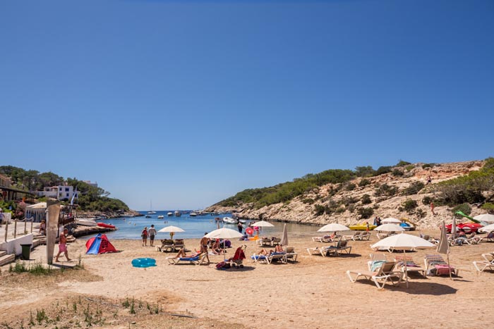 The beach at Portinatx, Ibiza, Spain.