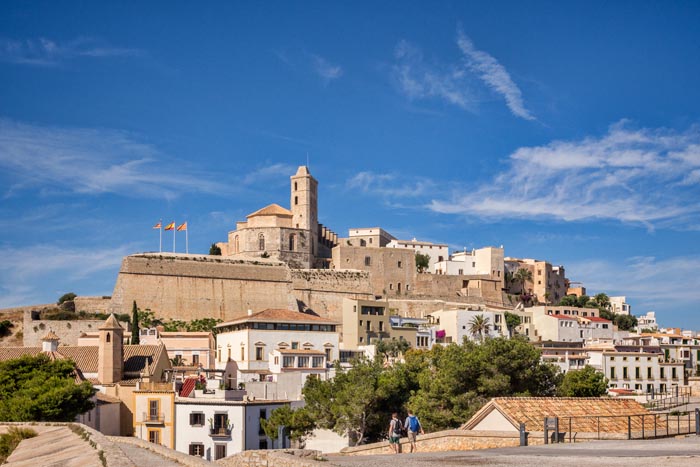 The Dalt Vila, the old part of Ibiza Town, dominated by the Cathedral, and seen from the town walls.