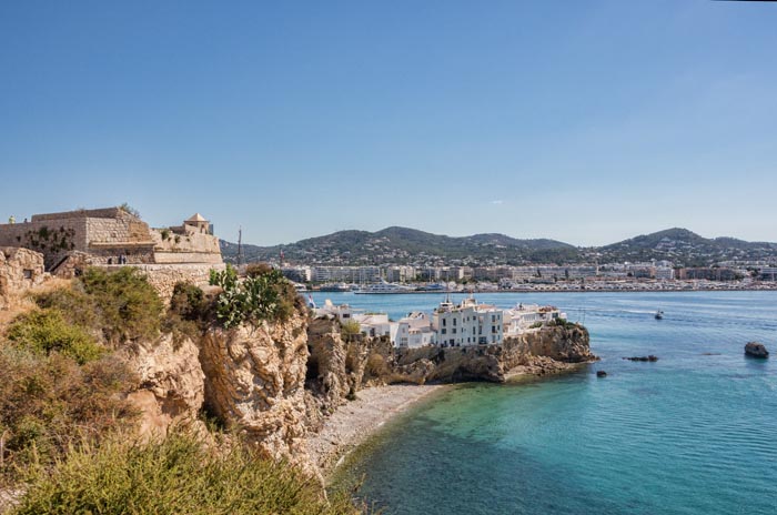 Ibiza old town and harbour, Ibiza, Spain.