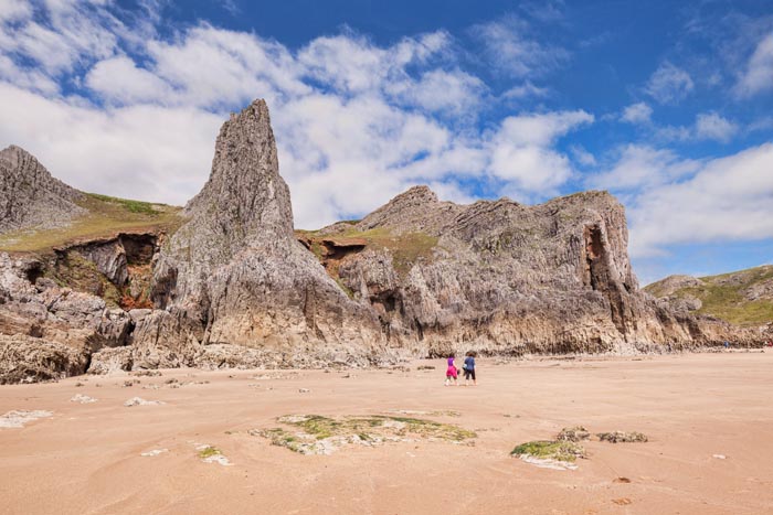 Mewslade; Bay; beach; cliffs; rocks; Gower; Peninsula; South; Wales; summer; sunny; day; sun; sunshine; people; Britain; British; beaches; UK; United Kingdom