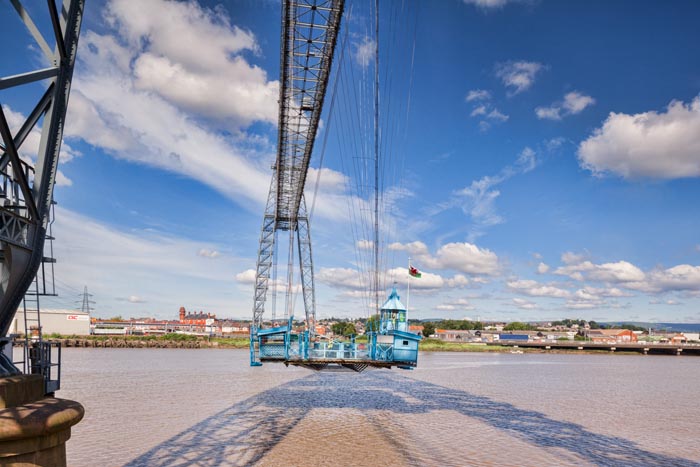 Transporter Bridge, Newport, Gwent, South Wales, UK, showing the gondola.
