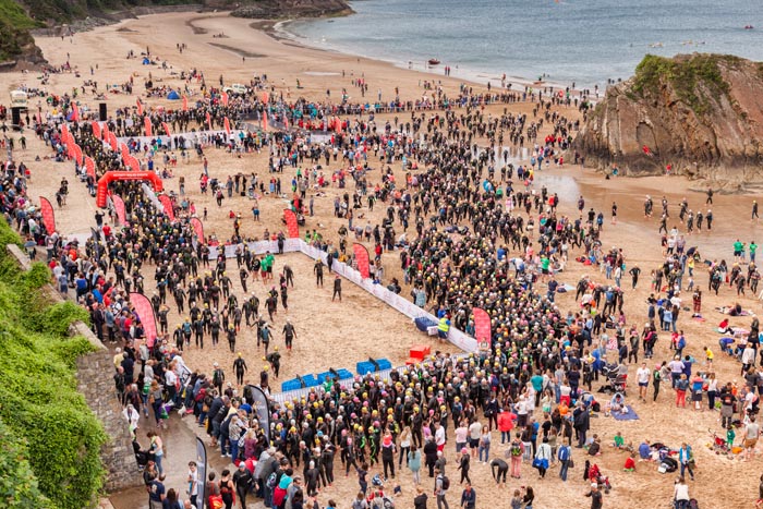 2100 swimmers gather for the first event of the Wales Long Course Weekend at Tenby, Pembrokeshire, Wales, UK