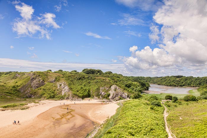 The beach at Broadhaven South, on the Stackpole Estate, Pembrokeshire Coast National Park, Wales, UK