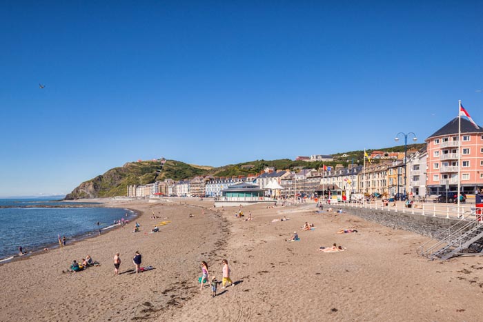Aberystwyth promenade and beach, Ceredigion, Wales, UK