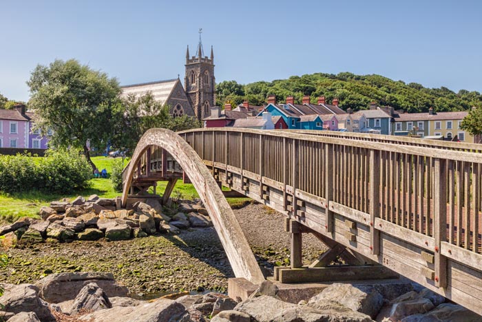 Pedestrian footbridge at Aberaeron, Ceredigion, Wales, UK