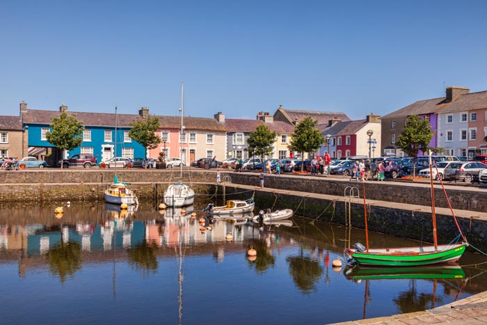 Reflections in the harbour at Aberaeron, Ceredigion, Wales, UK