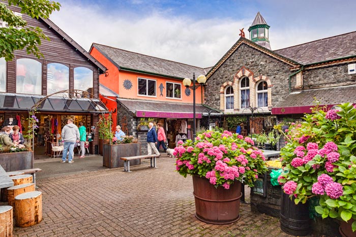 Shopping at the Railway Station , Betws-y-Coed, Conwy, Snowdonia National Park, Wales, UK