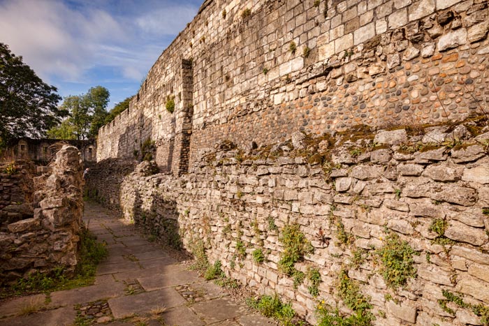 The oldest part of York City Walls, Built around 200AD, North Yorkshire, England, UK