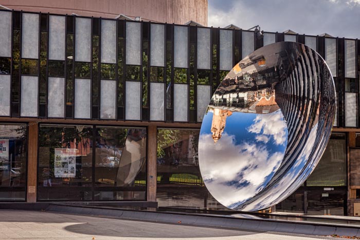 Sky Mirror by Anish Kapoor, Notttingham Playhouse, Wellington Circus, Nottingham, England, UK